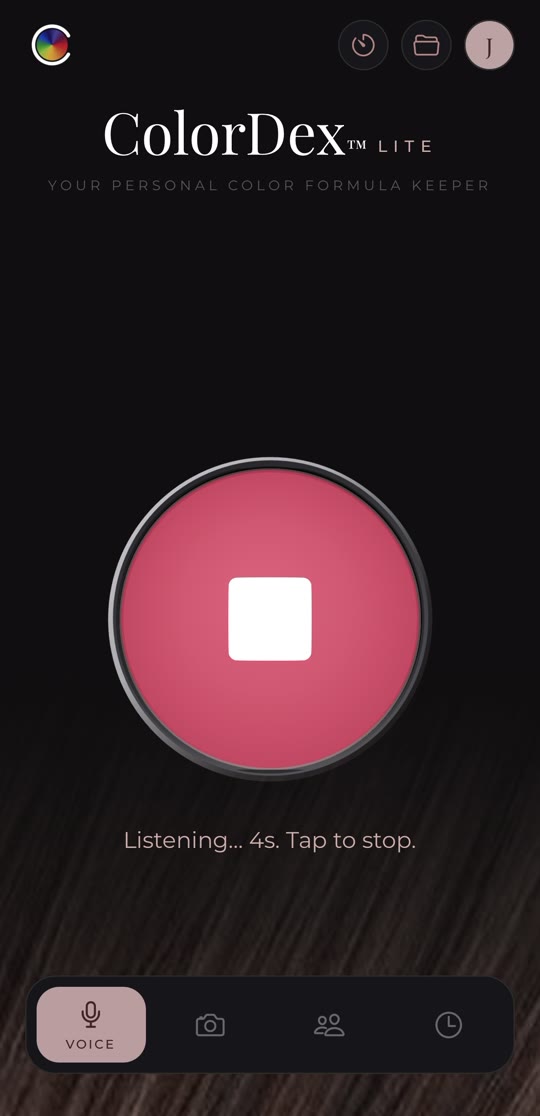 ColorDex Lite listening while a stylist dictates a formula
